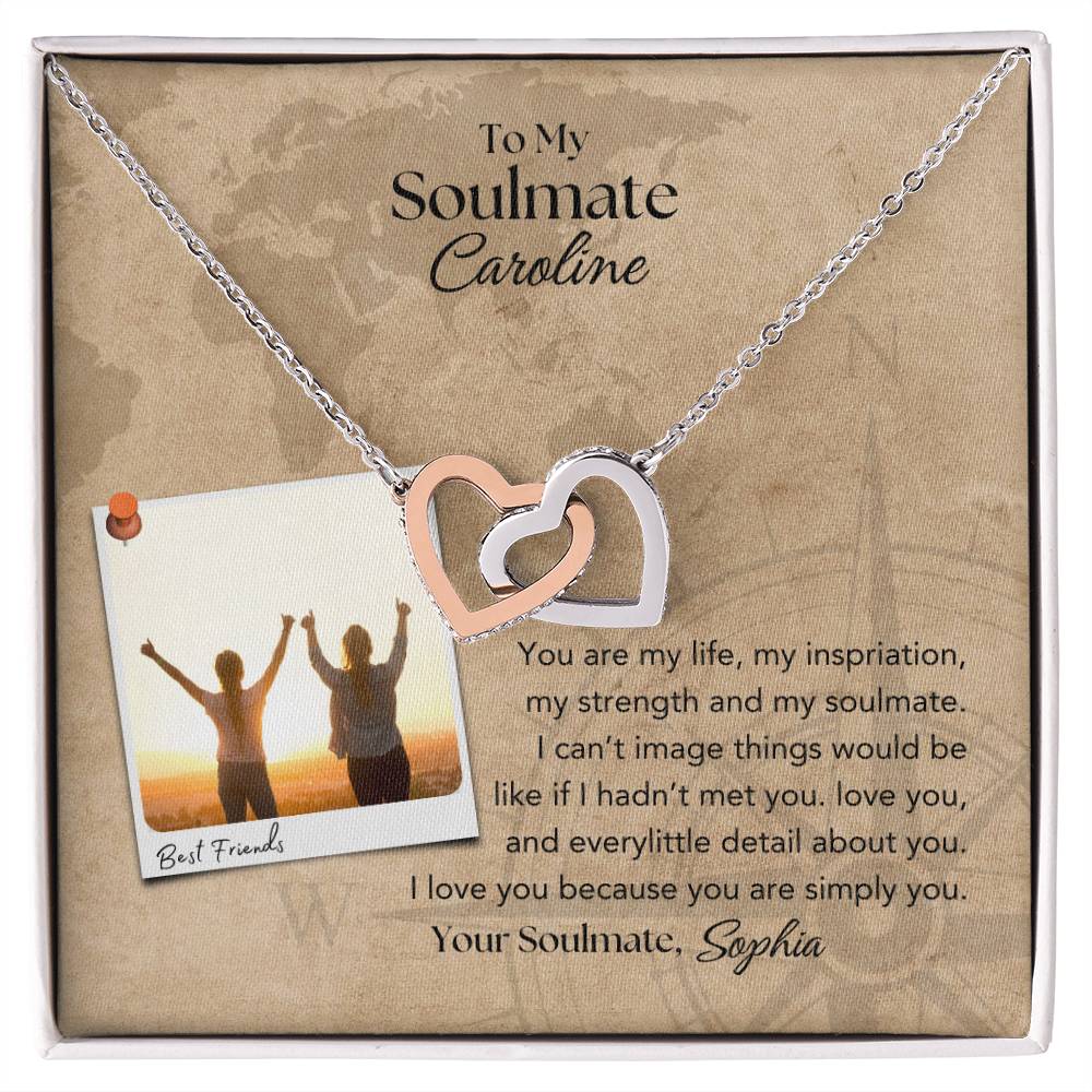 To My Soulmate Interlocking Hearts Necklace