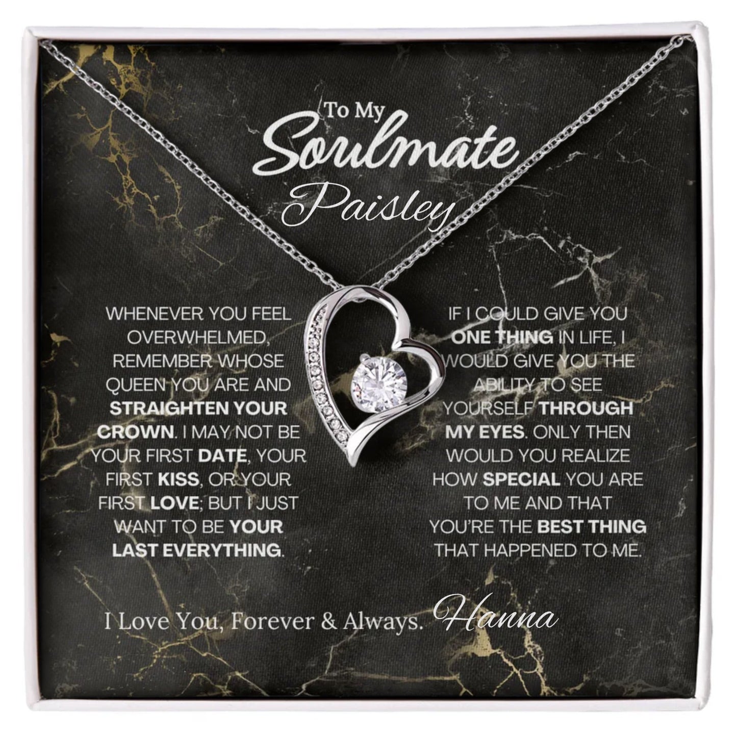 To My Soulmate Forever Love Necklace - 14k white gold finish