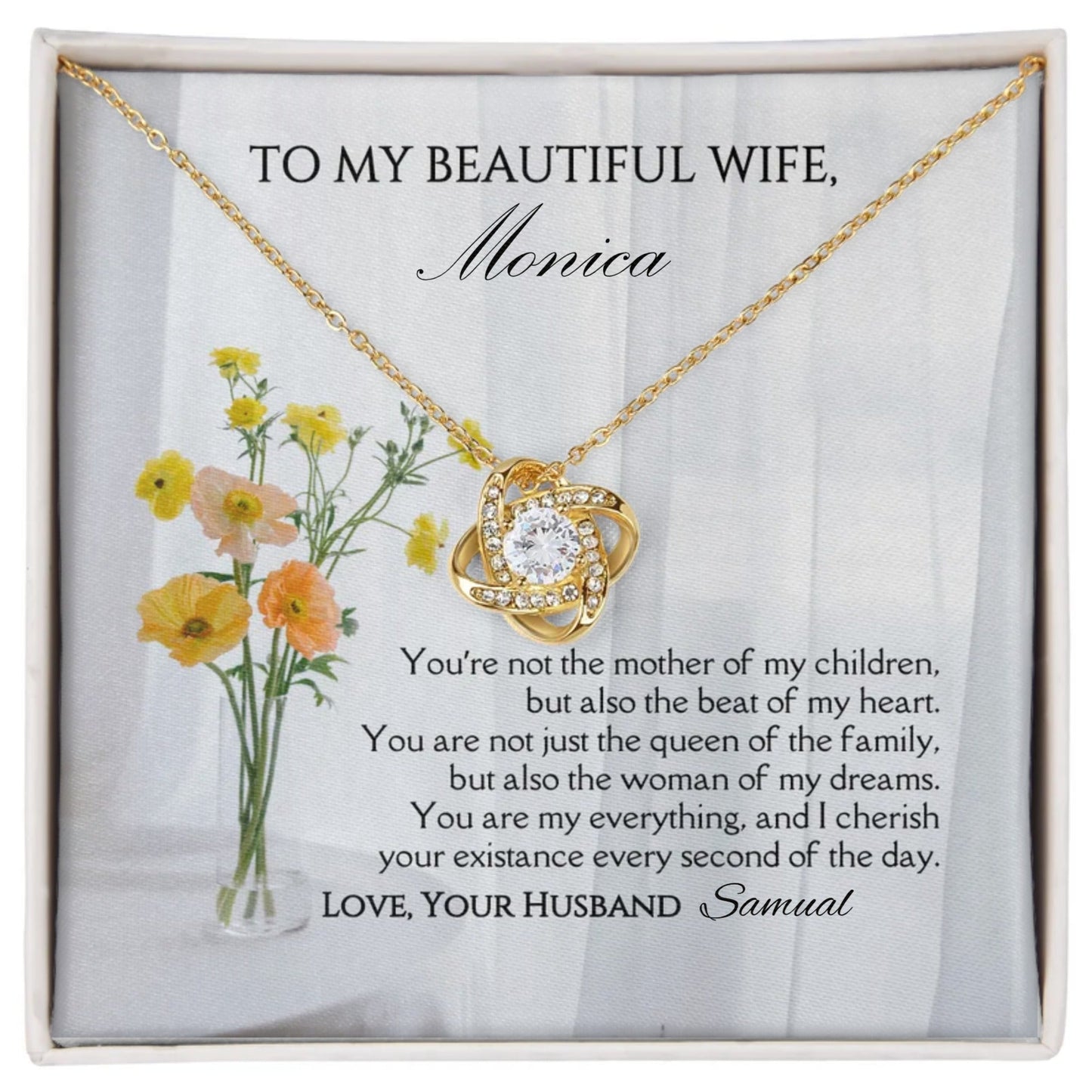 To My Beautiful Wife Love Knot Necklace