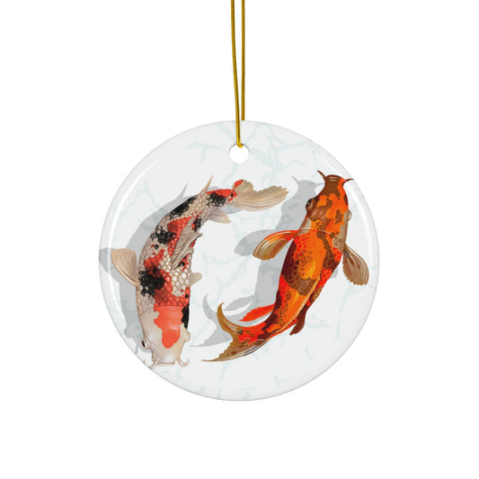 Yin Yang Koi Fish Ceramic Ornament, 2-Side Print, (1pc, 3pcs, 5pcs, 10pcs)