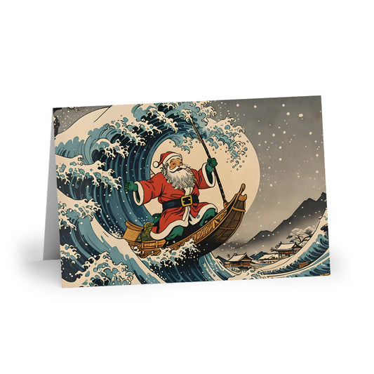 Great Wave Santa Greeting Cards (1 or 10-pcs)