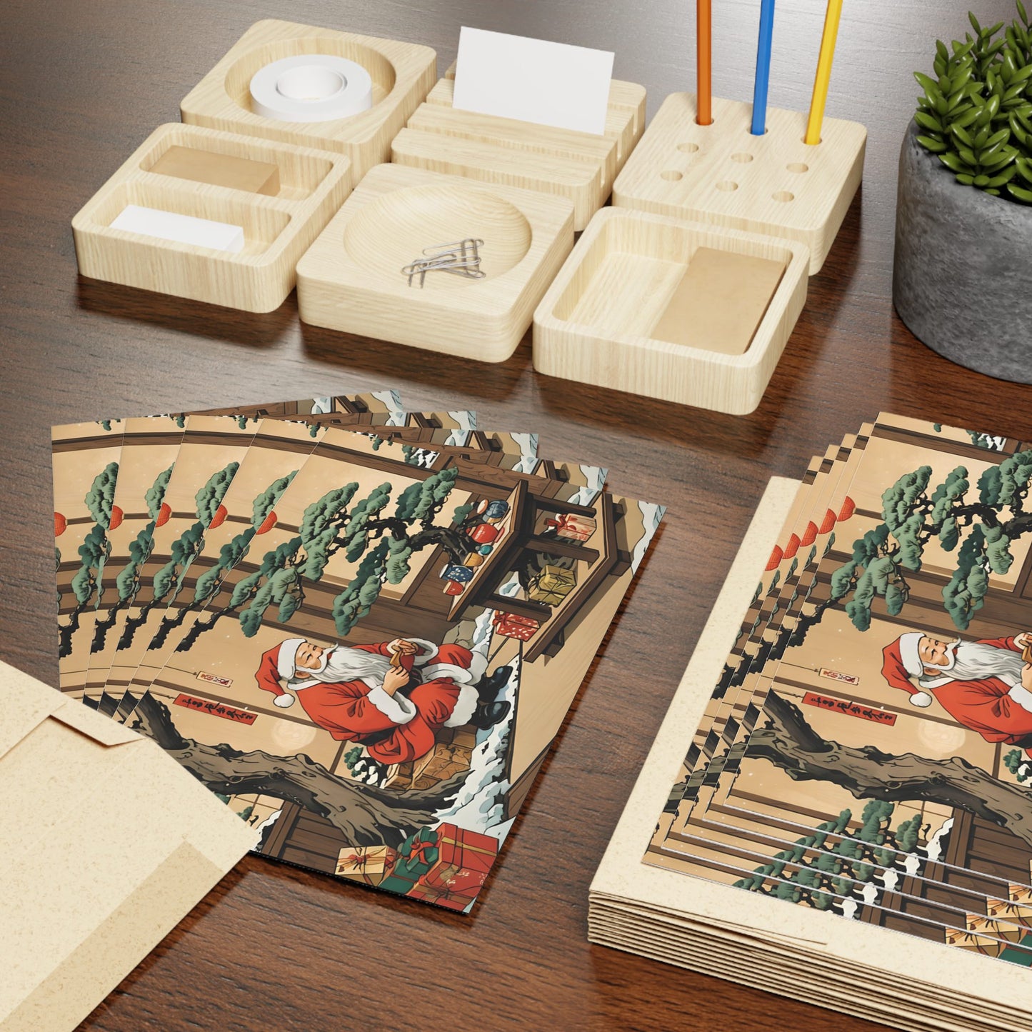 Bonsai Santa Greeting Cards (1 or 10-pcs)