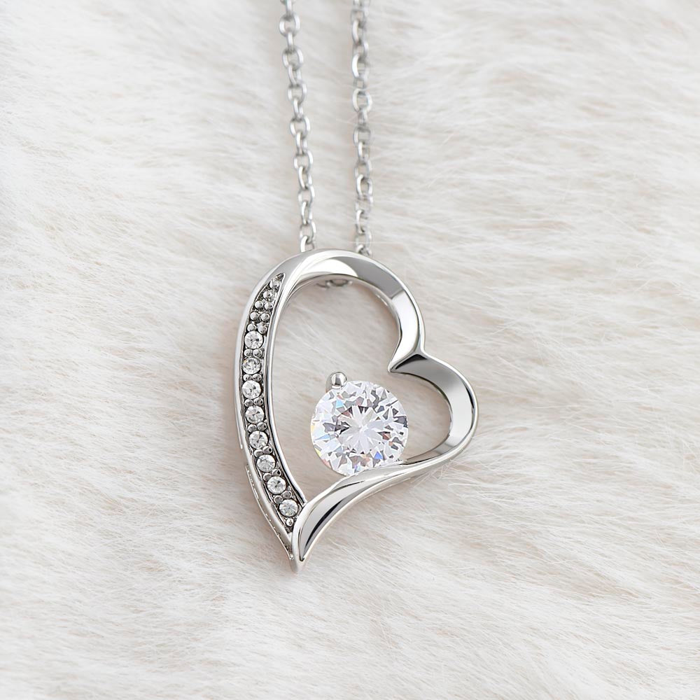 To My Beautiful Wife Forever Love Necklace - 14k white gold finish