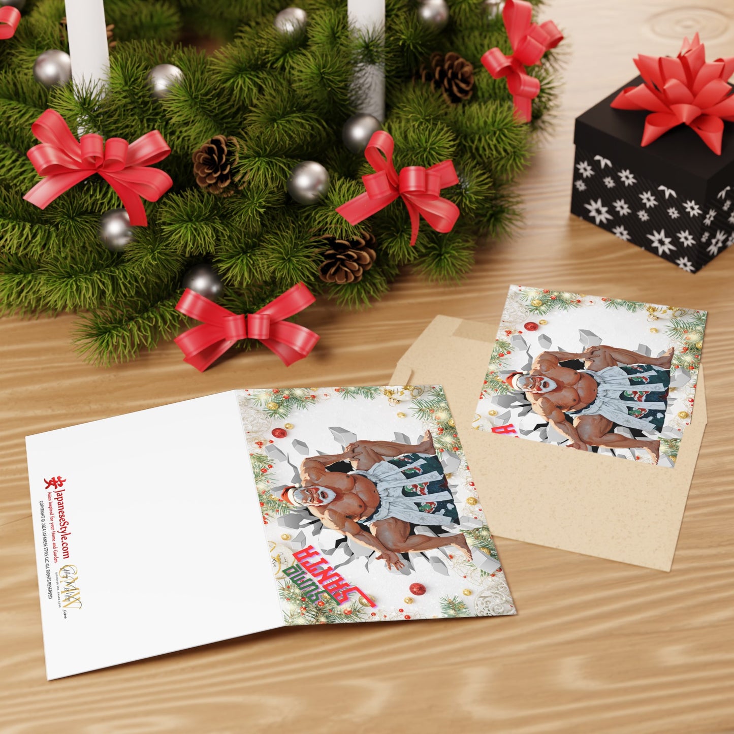 Sumo Santa Greeting Cards (1 or 10-pcs)