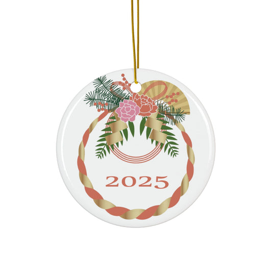 New Year's Shimekazari Ceramic Ornament #3, 2-Side Print, (1pc, 3pcs, 5pcs, 10pcs)