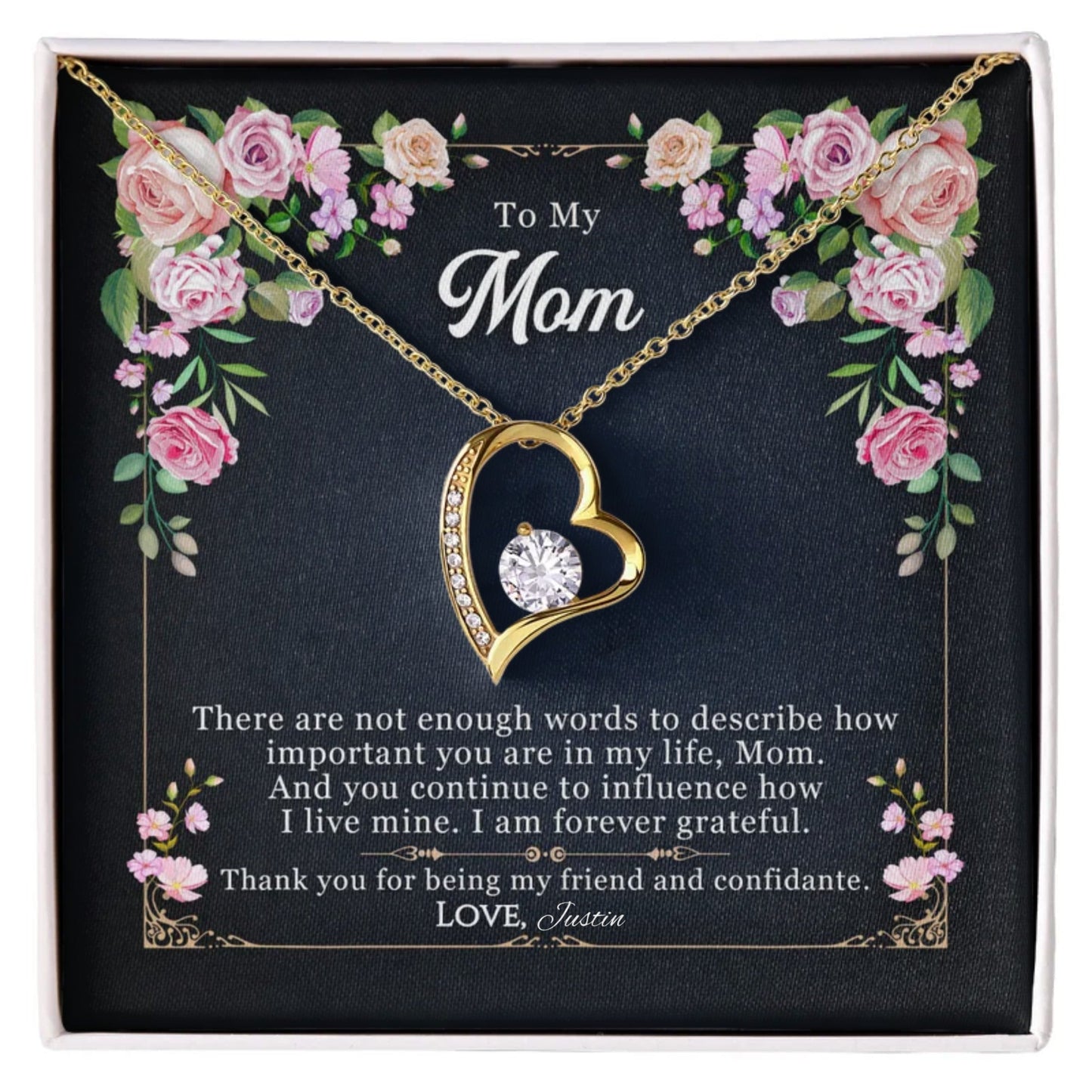 To My Mom Forever Love Necklace - 18k yellow gold finish