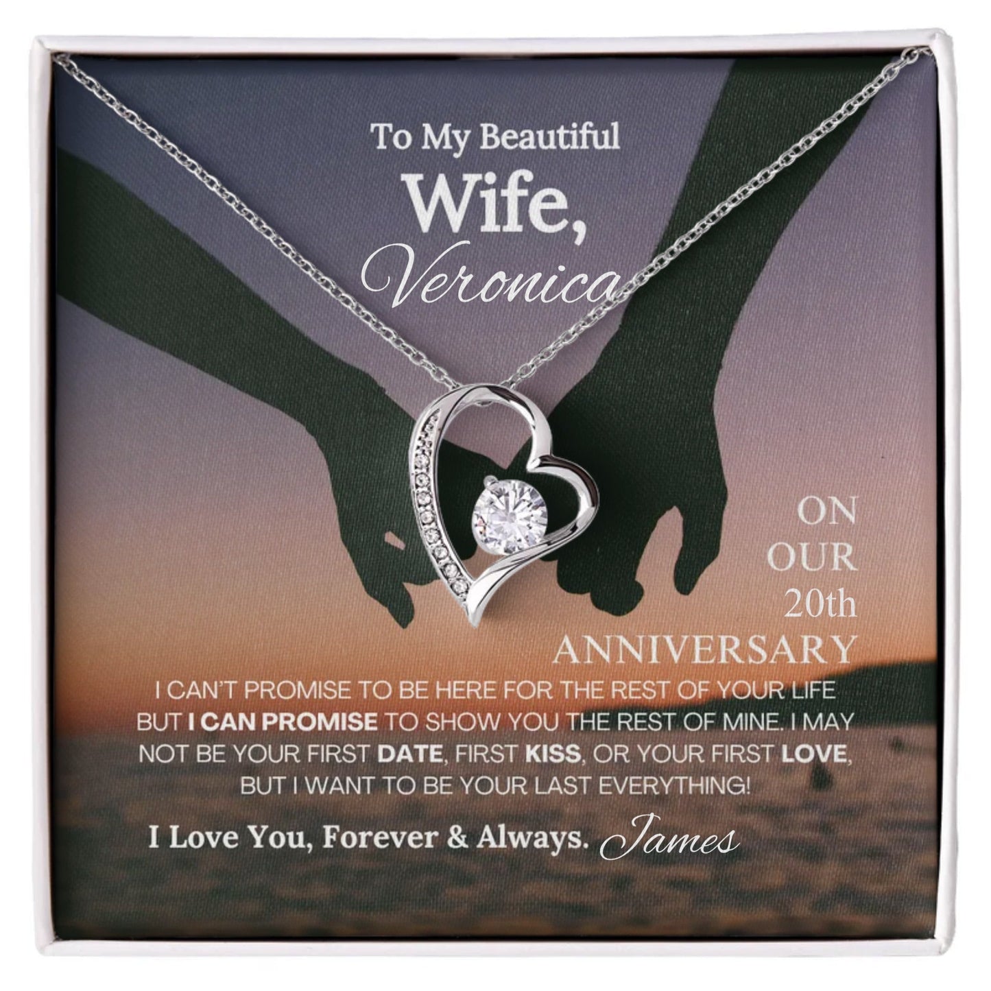 On Our Anniversary Forever Love Necklace - 14k white gold finish