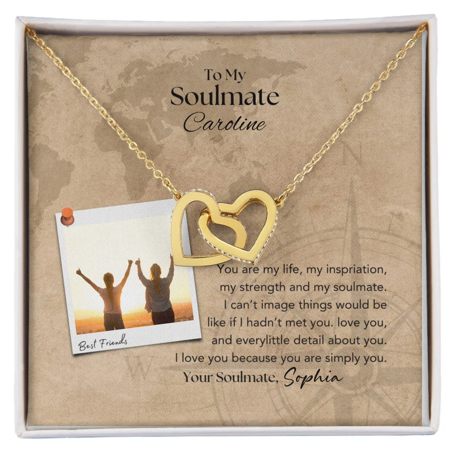 To My Soulmate Interlocking Hearts Necklace