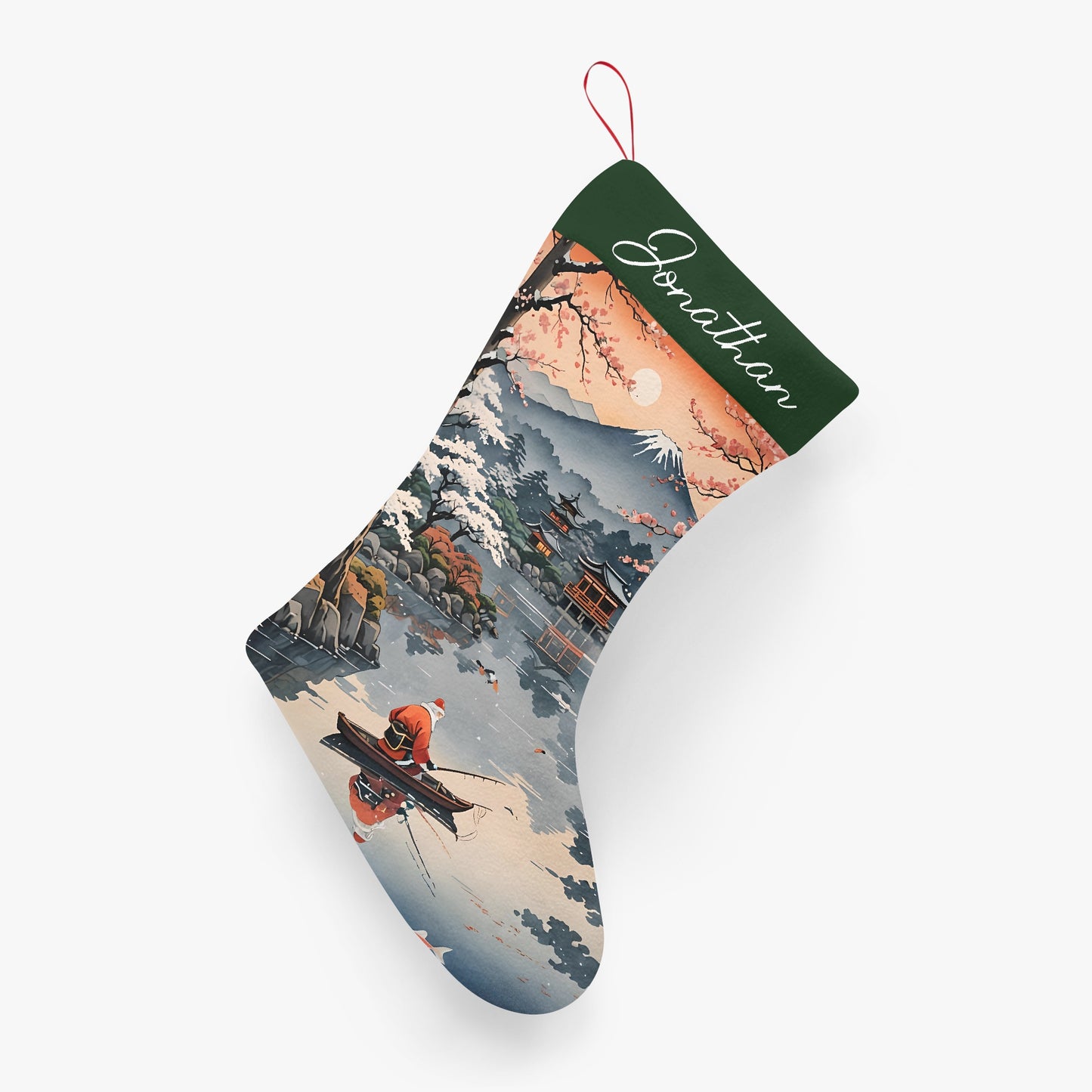 Personalized Fishing Santa Christmas Stocking