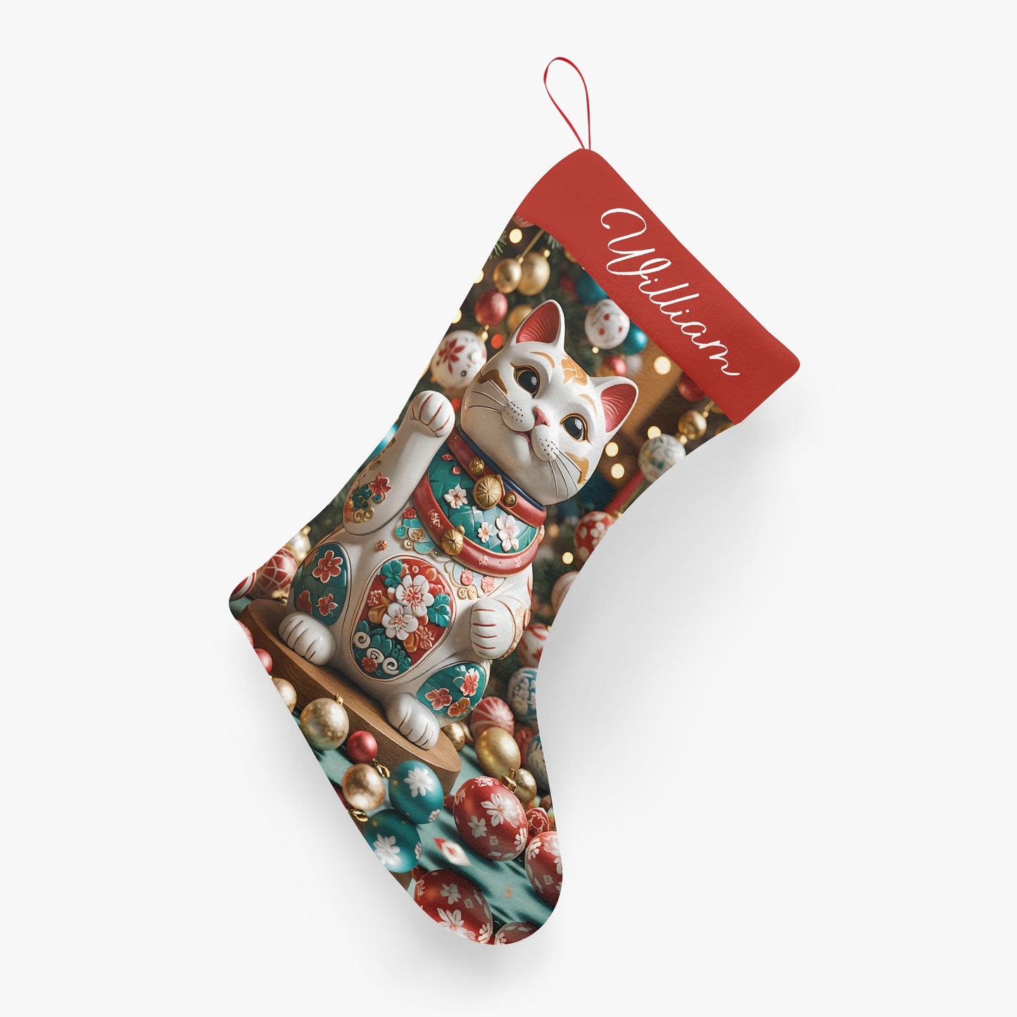 Personalized Lucky Christmas Kitty Stocking