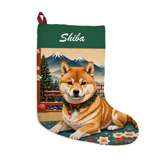 Personalized Shiba and Mt. Fuji Christmas Stocking