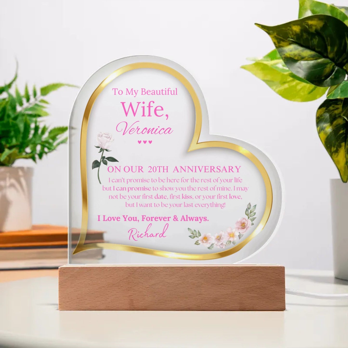 To My Wife Anniversary Acrylic Heart Plaque