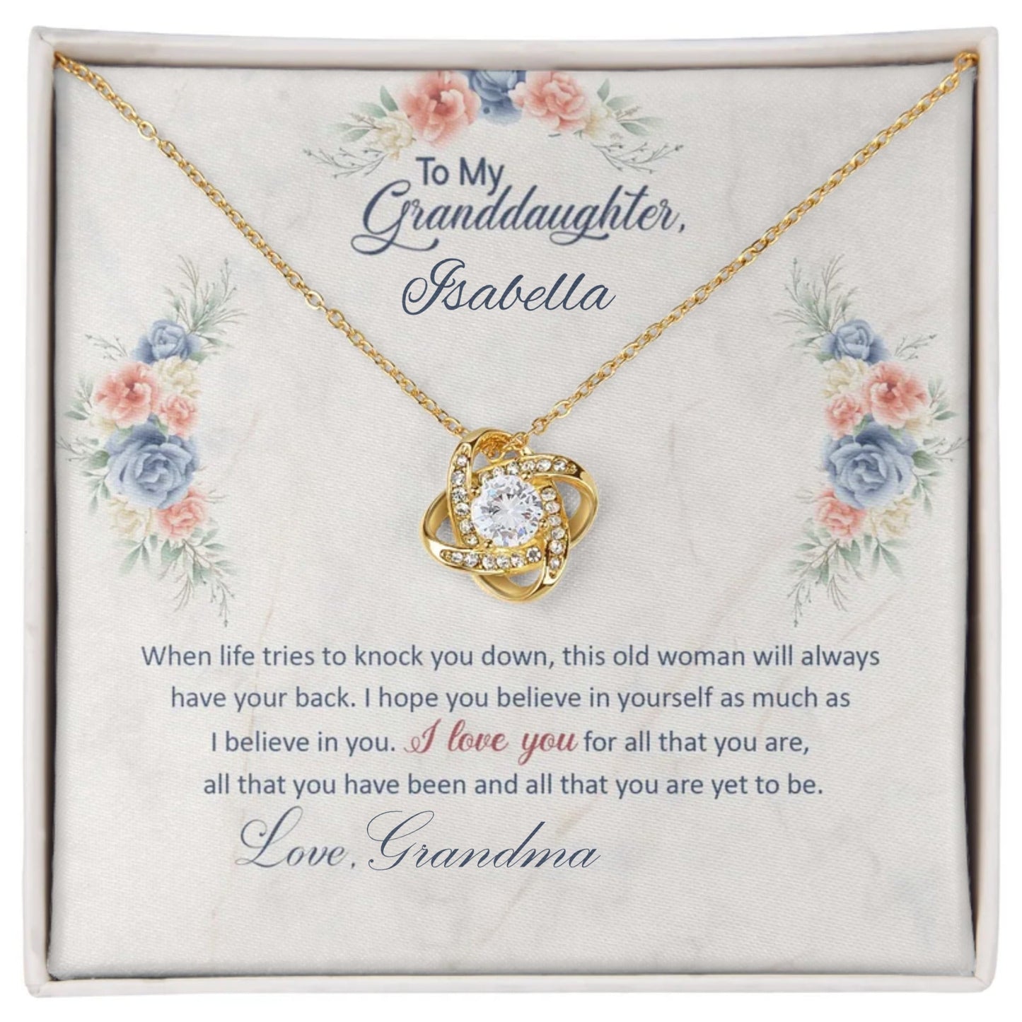 To My Granddaughter Love Knot Necklace