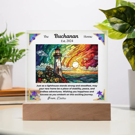 Customized Rectangle Lighthouse Acrylic Plaque Housewarming Gift