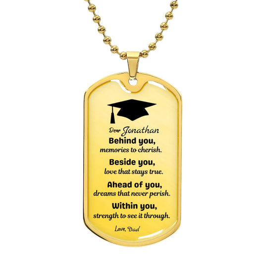 Graduation Luxury Dog Tag - Military Ball Chain