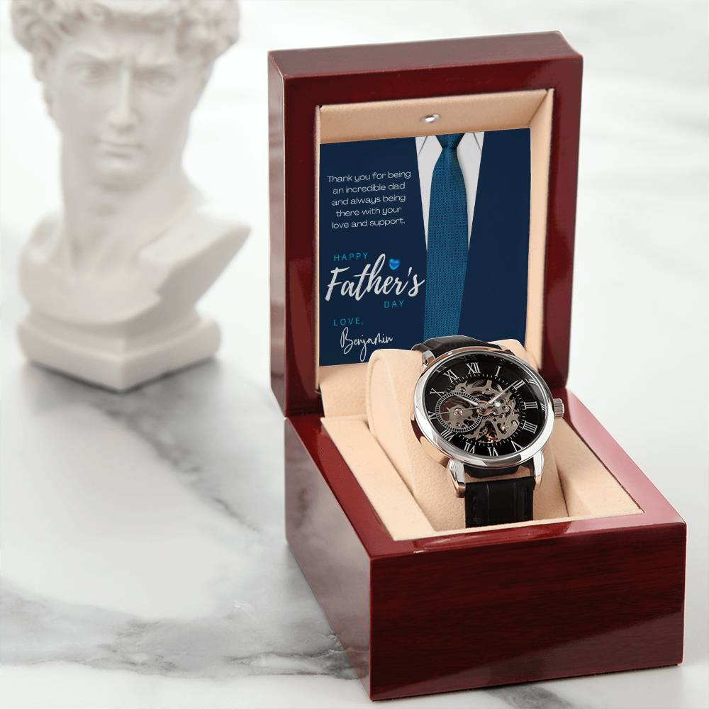 Men's Openwork Watch with Custom Father's Day Card