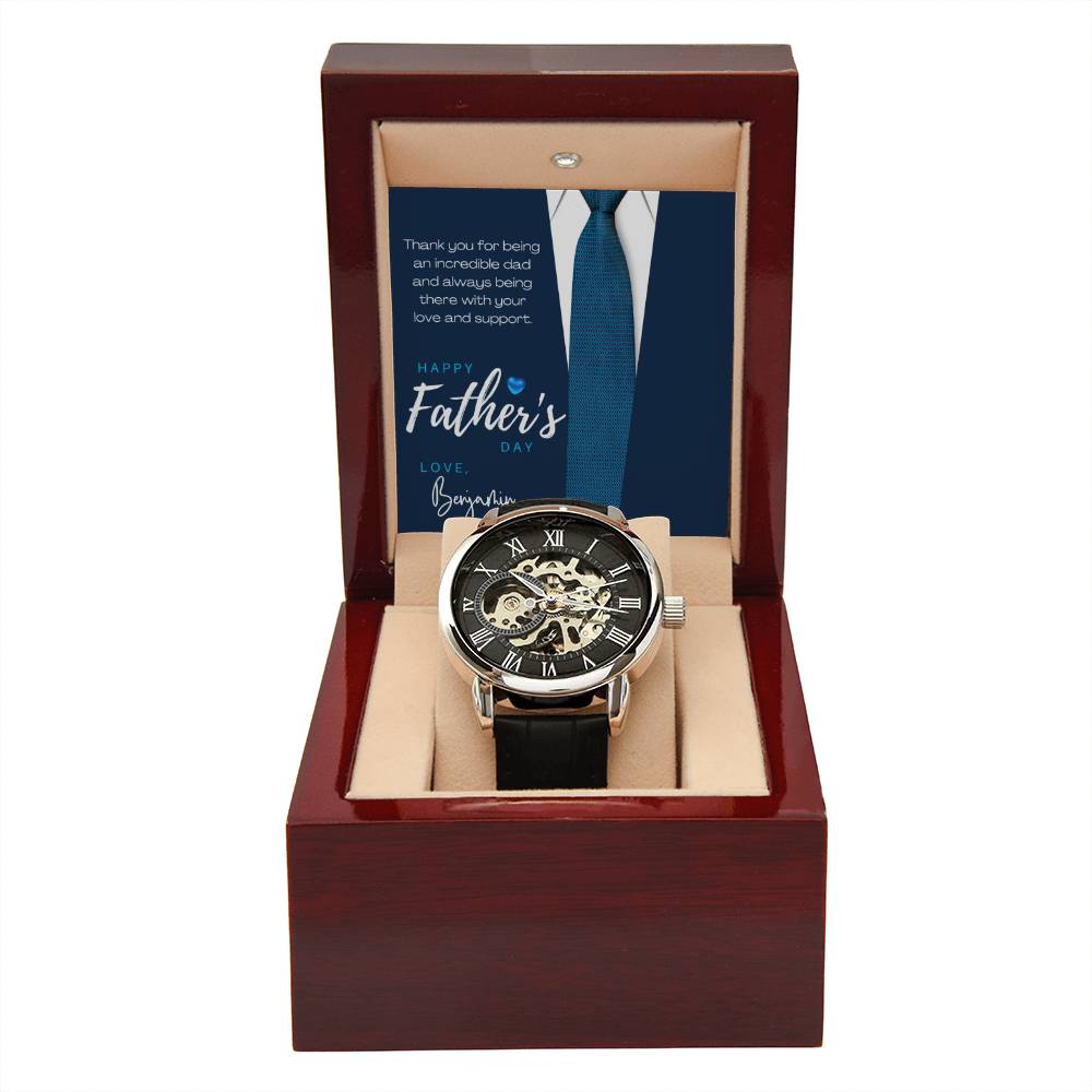 Men's Openwork Watch with Custom Father's Day Card