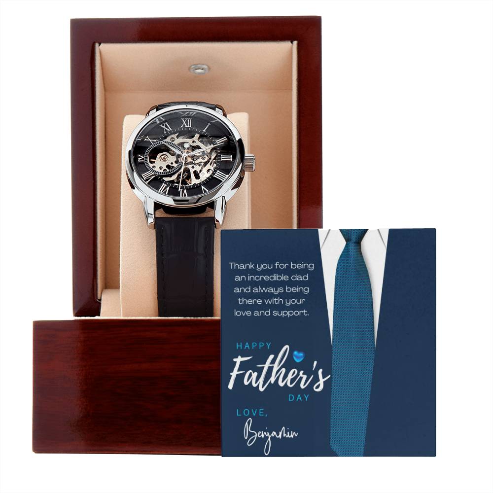 Men's Openwork Watch with Custom Father's Day Card