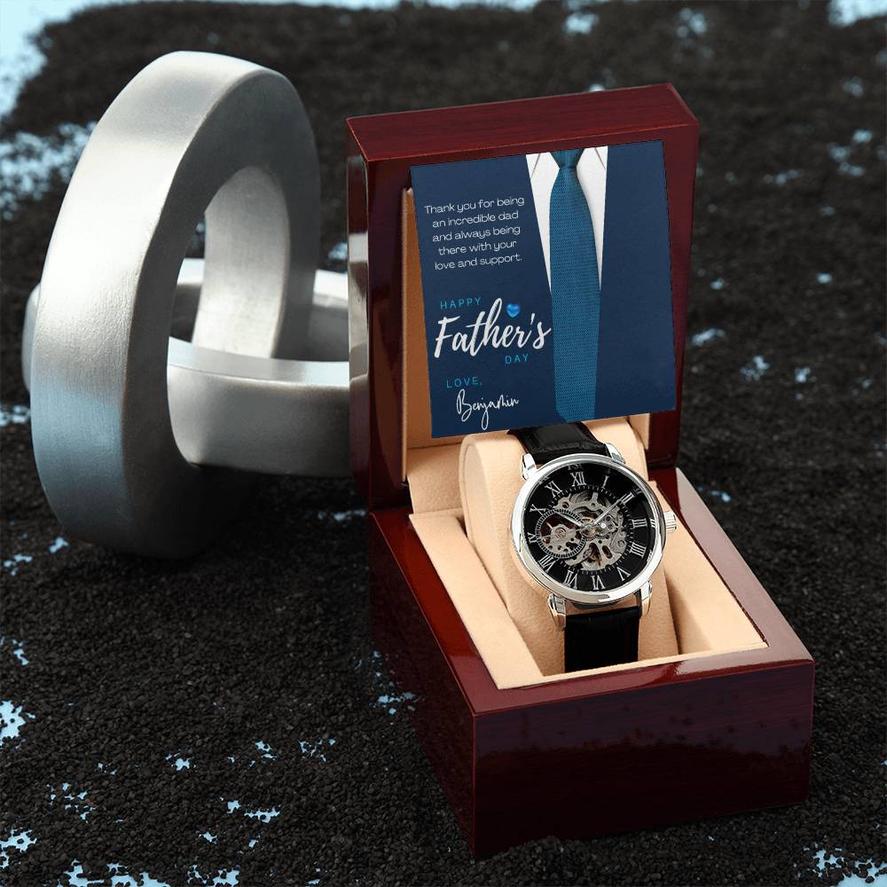 Men's Openwork Watch with Custom Father's Day Card