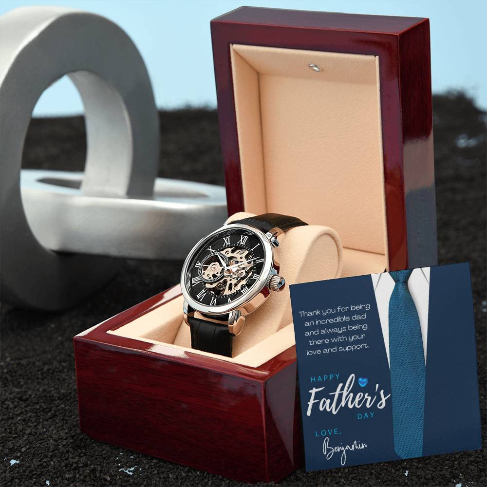 Men's Openwork Watch with Custom Father's Day Card