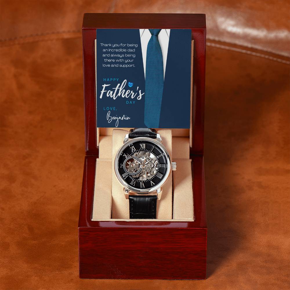 Men's Openwork Watch with Custom Father's Day Card