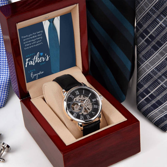 Men's Openwork Watch with Custom Father's Day Card