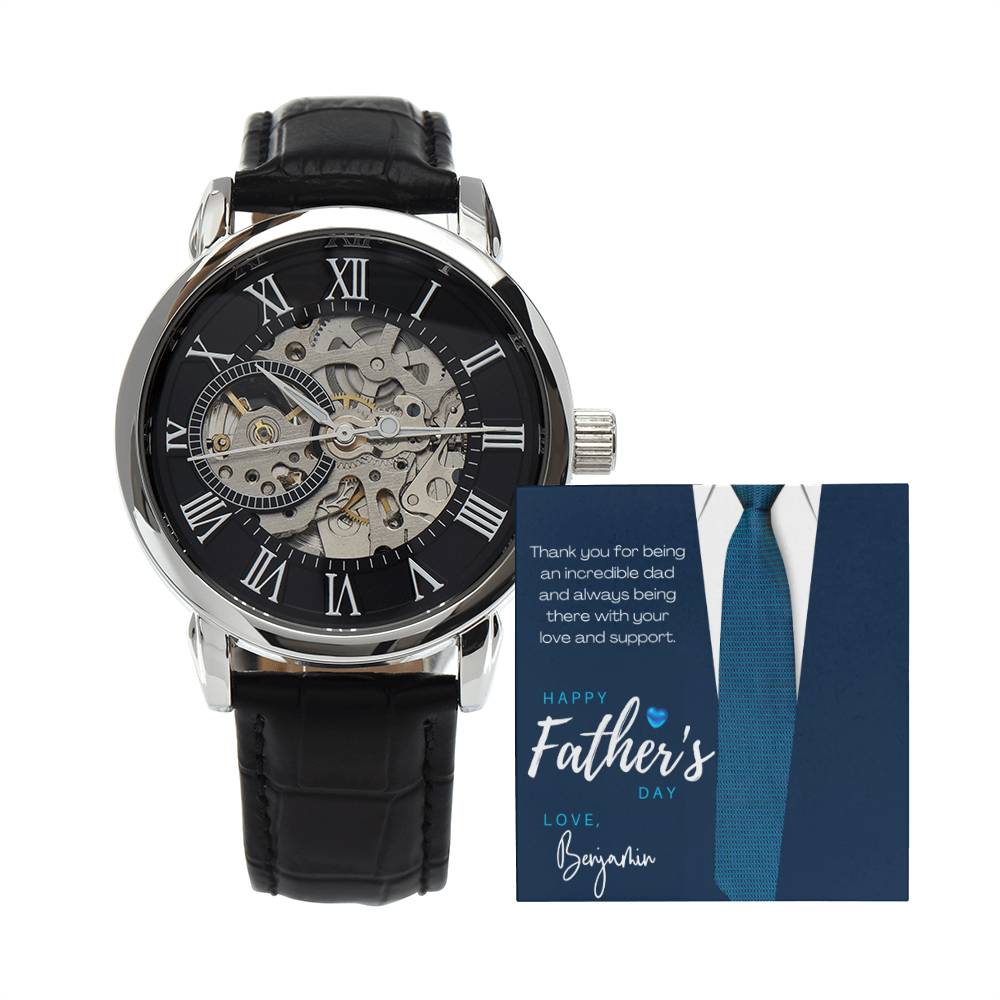 Men's Openwork Watch with Custom Father's Day Card