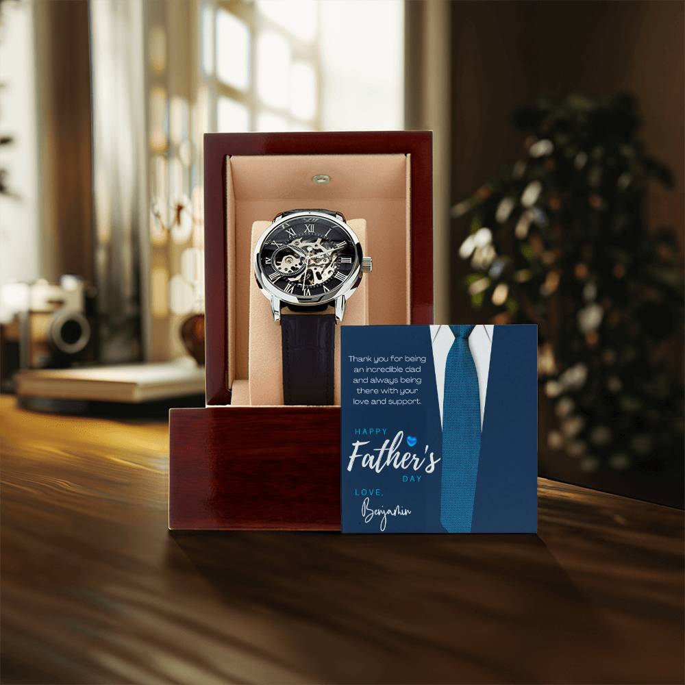 Men's Openwork Watch with Custom Father's Day Card