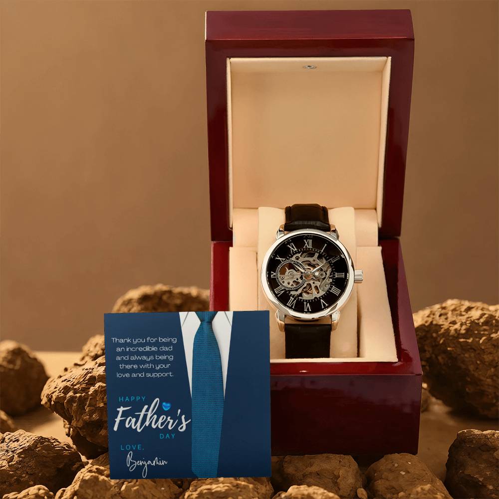 Men's Openwork Watch with Custom Father's Day Card