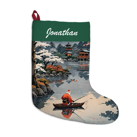 Personalized Fishing Santa Christmas Stocking