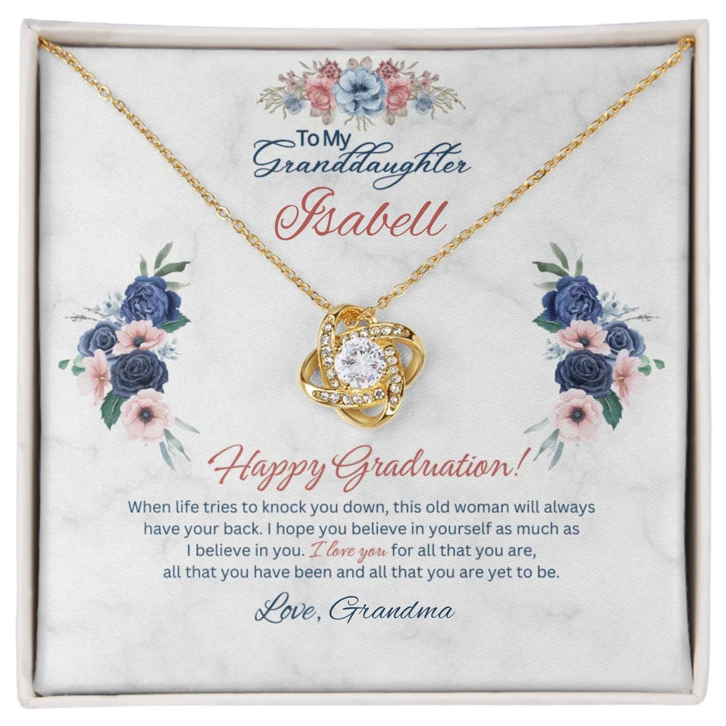 Graduation Granddaughter Love Knot Necklace