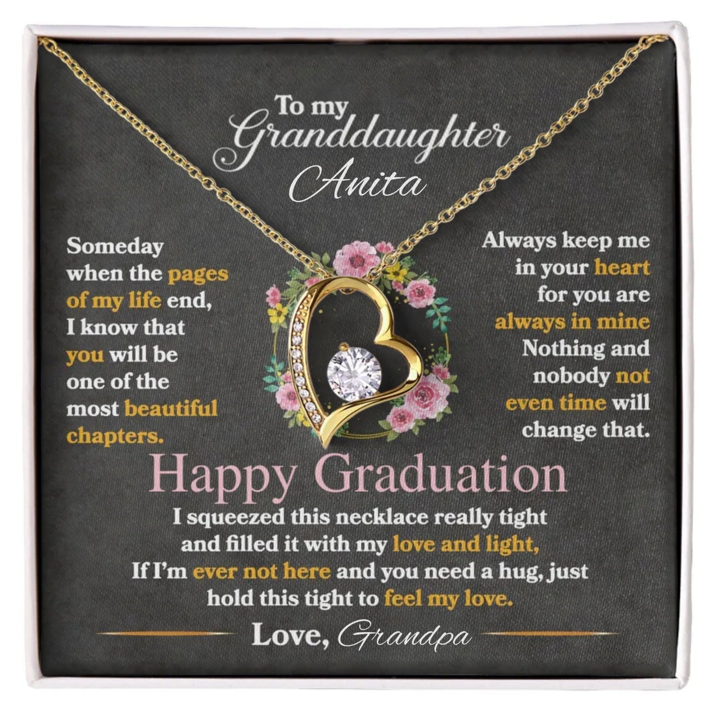 Graduation Granddaughter Forever Love Necklace - 18k yellow gold finish