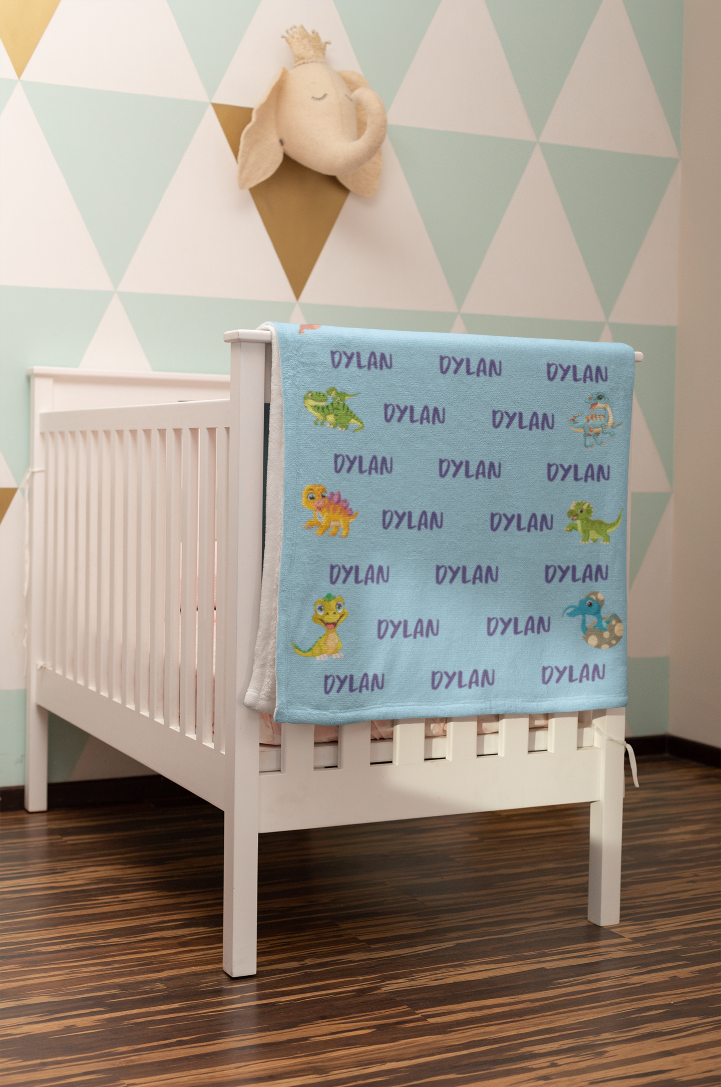 Customized Dino Baby Fleece Blanket