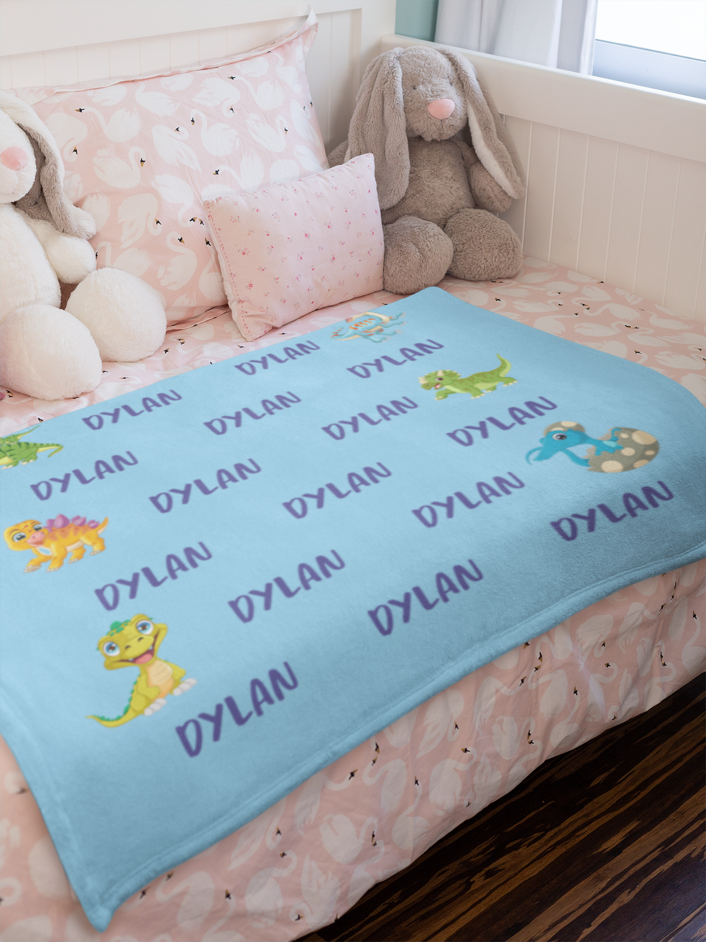 Customized Dino Baby Fleece Blanket