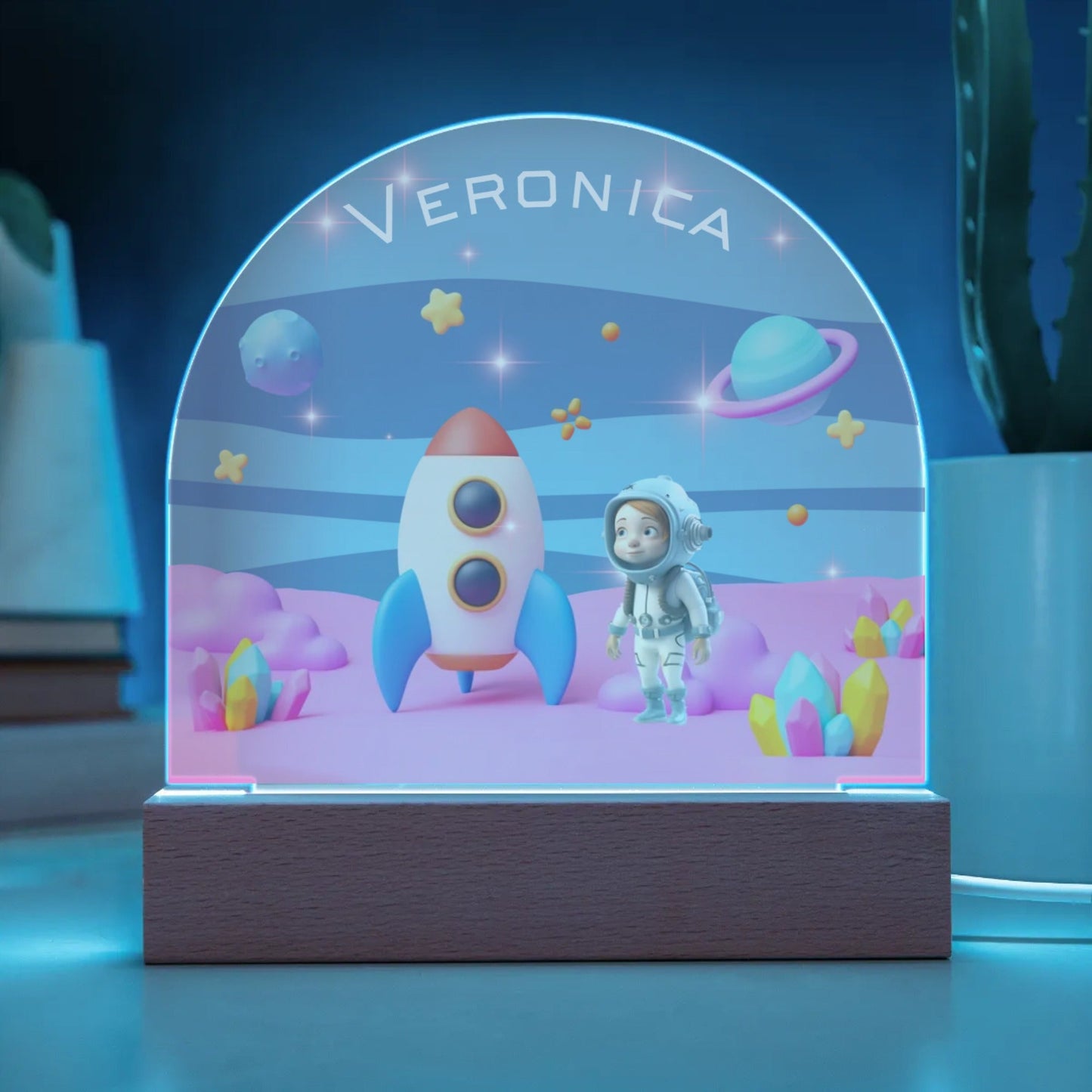 Acrylic Dome Plaque Astro Girl Night Light