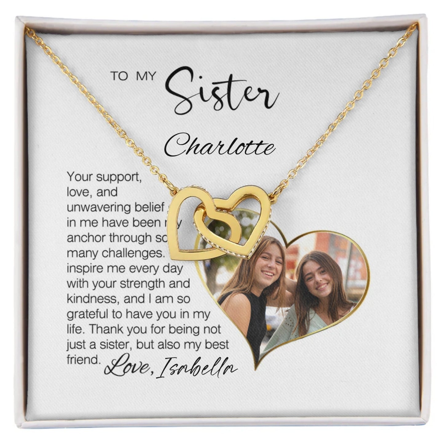 To My Sister Interlocking Hearts Necklace