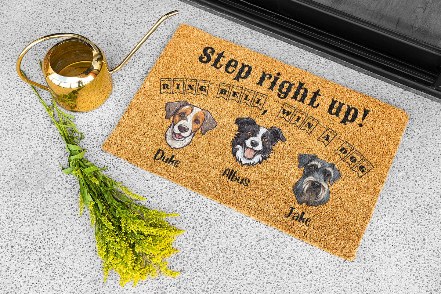 Customized Three Dog Doormat