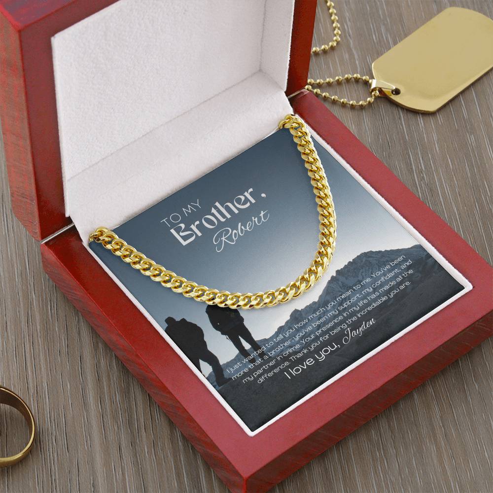 To My Brother Cuban Link Chain - Luxury Box