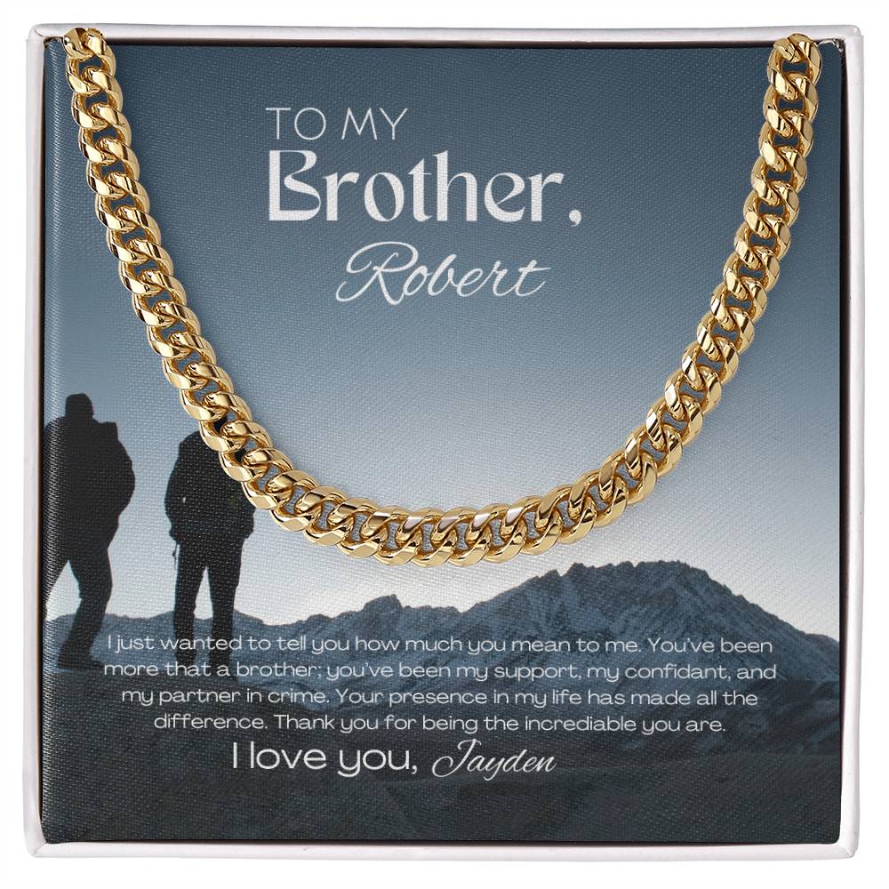 To My Brother Cuban Link Chain - Luxury Box