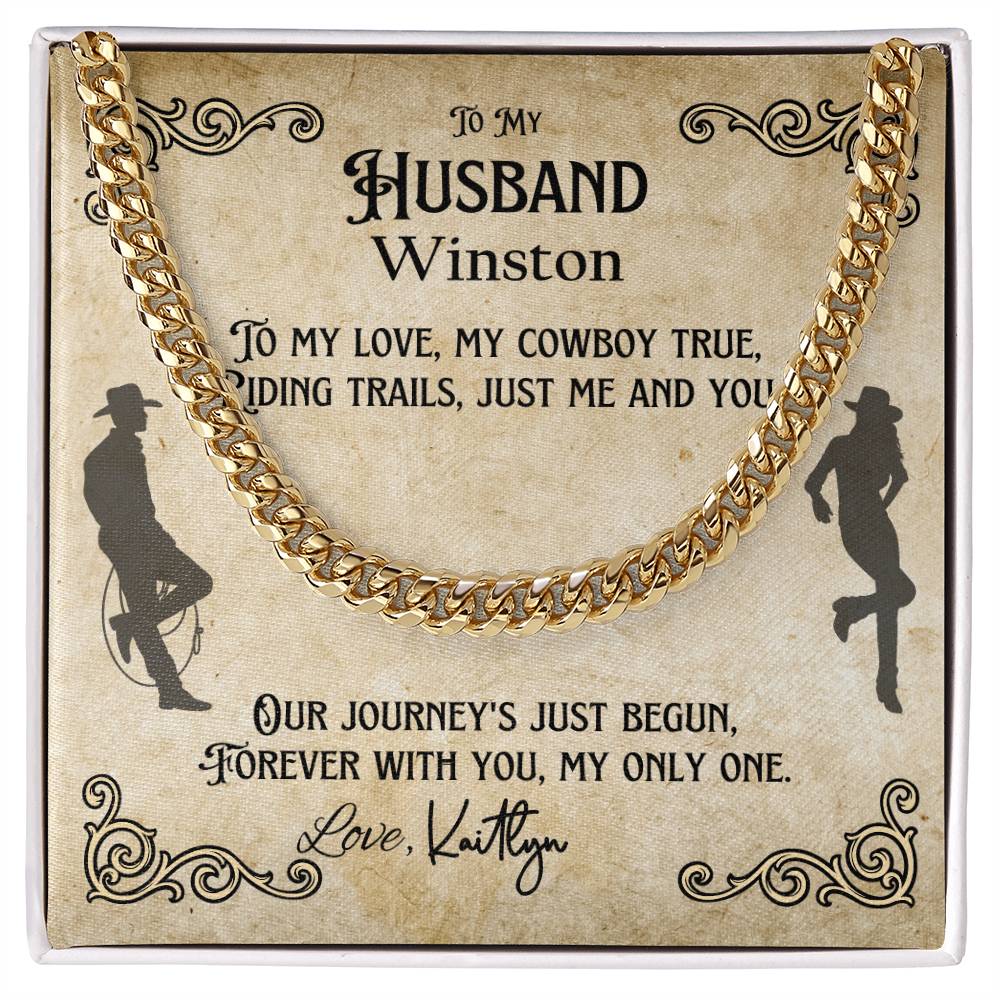 To My Husband Cuban Link Chain - Luxury Box