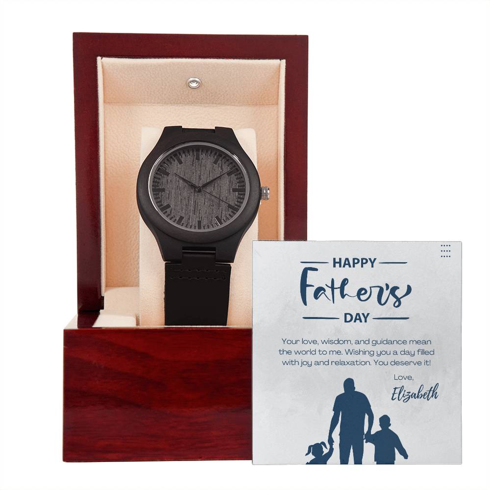 Men's Wooden Watch with Custom Father's Day Card