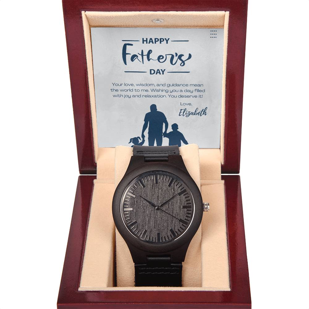 Men's Wooden Watch with Custom Father's Day Card