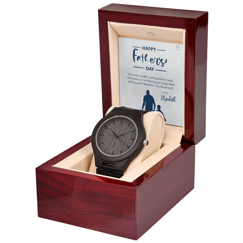 Men's Wooden Watch with Custom Father's Day Card