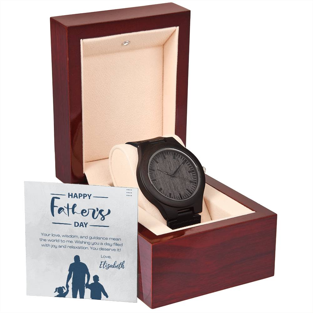 Men's Wooden Watch with Custom Father's Day Card