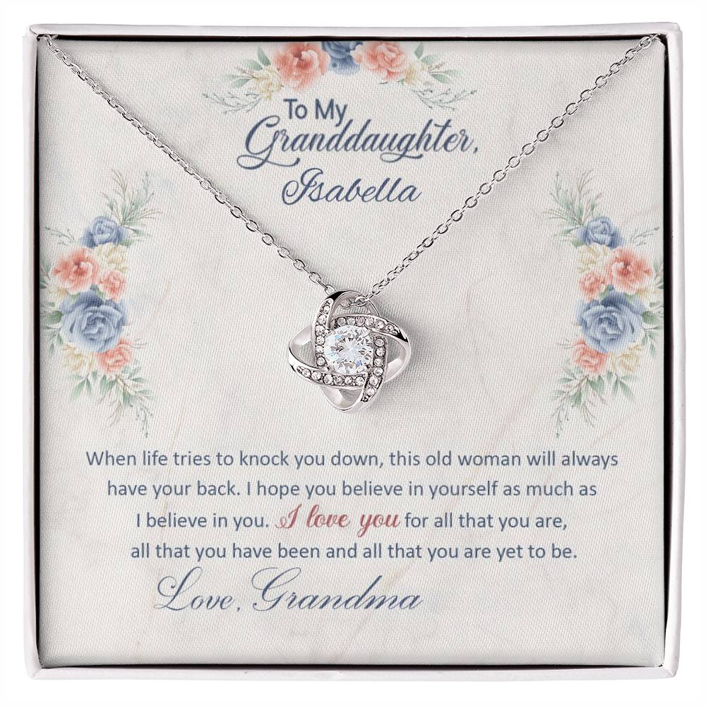 To My Granddaughter Love Knot Necklace