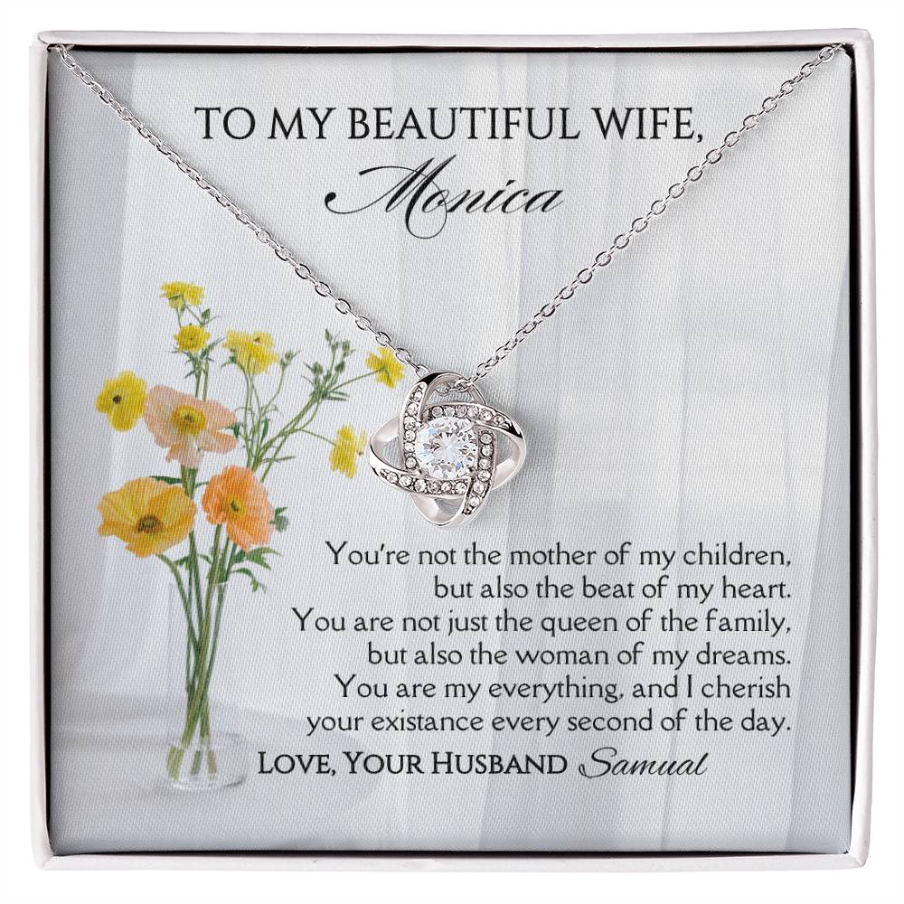 To My Beautiful Wife Love Knot Necklace