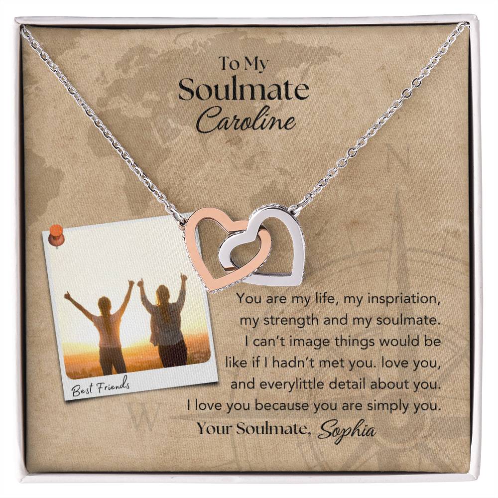 To My Soulmate Interlocking Hearts Necklace