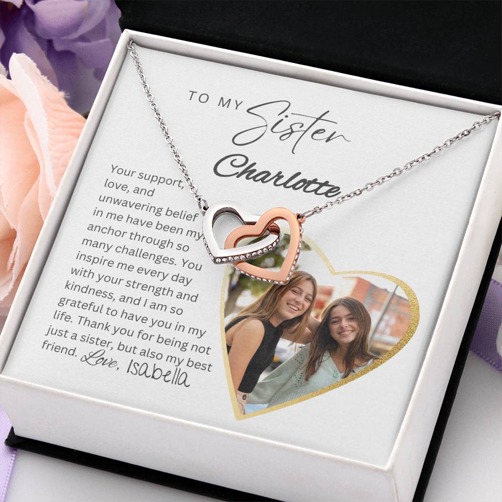 To My Sister Interlocking Hearts Necklace