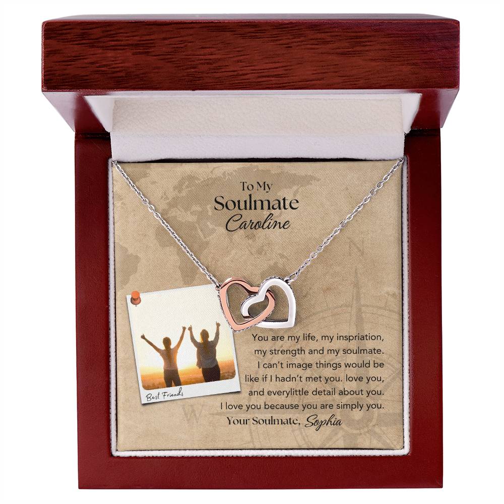 To My Soulmate Interlocking Hearts Necklace