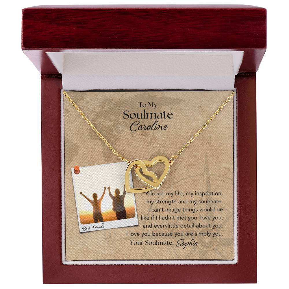 To My Soulmate Interlocking Hearts Necklace